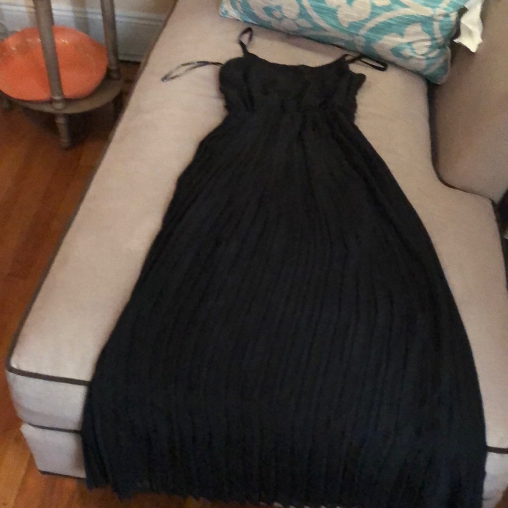 Black maxi dress with sheer overlay